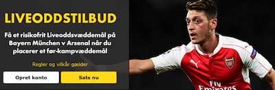 Bet365 live betting bonus til Bayern München - Arsenal