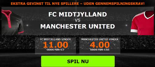 Odds 4,0 hvis Manchester vinder over FC Midtjylland