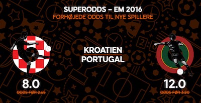faa odds boost hos 888Sport paa EM 2016 ottendedelsfinalen mellem kroatien og portugal