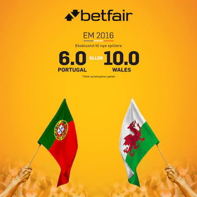 faa betfair odds boost paa em 2016 semifinalen mellem wales og portugal