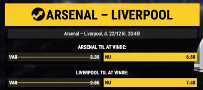 Arsenal vs. Liverpool Price Boost