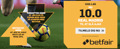 Betfair odds bonus Real vs. Ajax