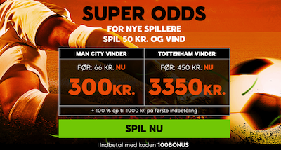 Forhøjede odds 888sports man city tottenham