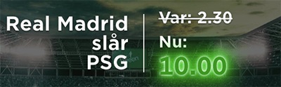 Mr Green oddsboost på Real Madrid mos PSG