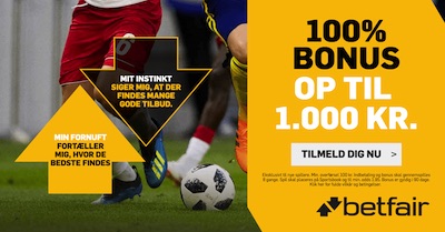 Betfair Bonus 100% op til 1.000 kr