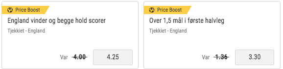 oddsboost em 2020 tjekkiet england bwin