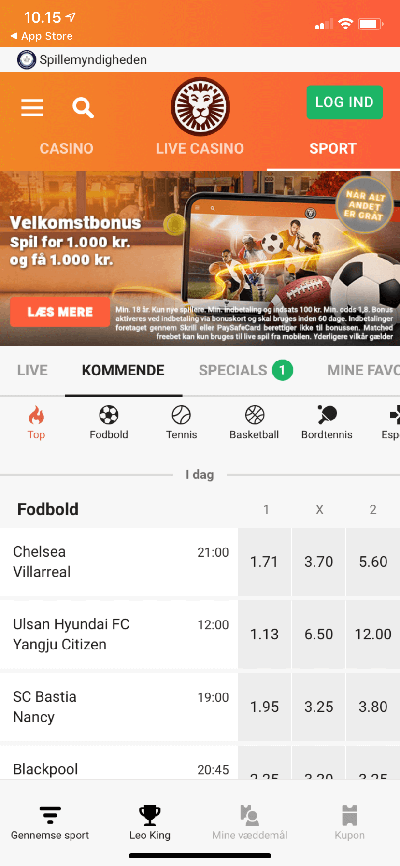 Mobil app leovegas sport