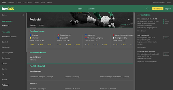 Odds og betting hos Bet365