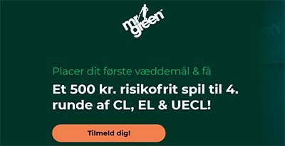 Mr. Green Champions League Europa League Europa Conference League odds spil risikofrit