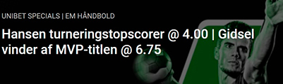 Unibet Haandbold EM odds Danmark - Montenegro odds