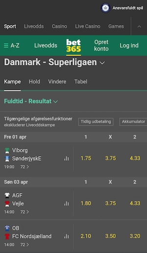 Bet365 mobilbetting app til iOS og Android