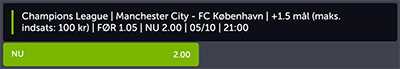 Manchester City - FCK odds boost, Champions League odds, ComeOn odds boost