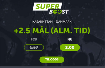 Kasakhstan - Danmark ComeOn odds boost