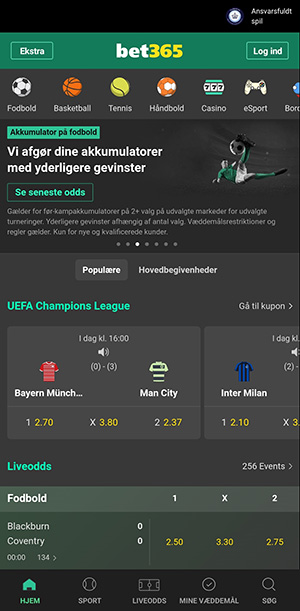 Bet365 odds app og mobilbetting