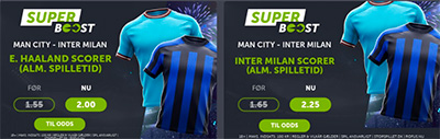 Champions League finale odds boost, ComeOn Manchester City - Inter odds