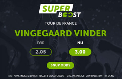 Jonas Vingegaard odds boost - Højeste odds på VIngegaard vinder Tour de France hos ComeOn - 3.00