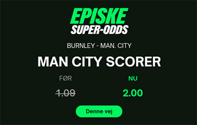Burnley - Manchester City odds, ComeOn odds boost