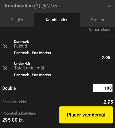 Danmark - San Marino odds og optakt