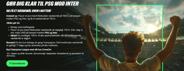 ComeOn freebet - Champions League-finale, PSG - Inter