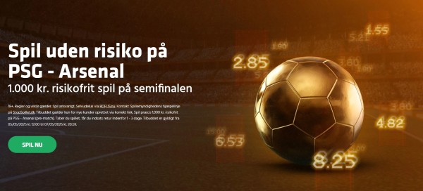 Risikofrit væddemål på 1.000 kr. på PSG - Arsenal til nye spillere.