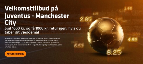 1.000 kr. risikofrit væddemål på Juventus - Manchester City hos Expekt.