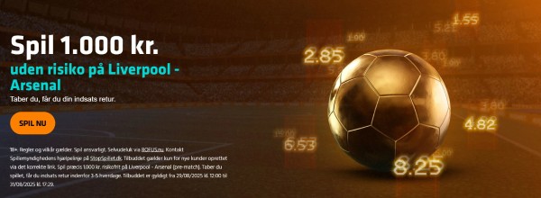 Spil 1.000 kr. risikofrit på dine Liverpool - Arsenal odds hos Expekt