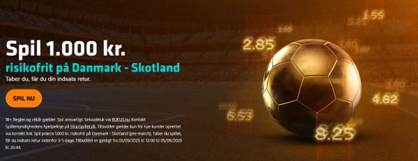 Expekt: Spil 1.000 kr. risikofrit på Danmark - Skotland