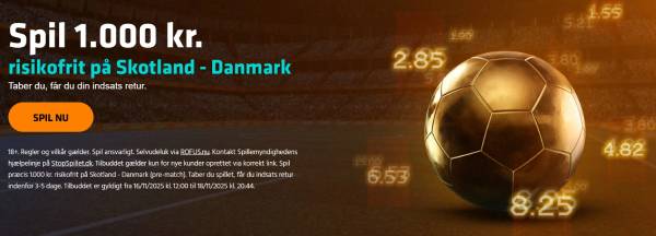 Skotland - Danmark 1.000 kr. risikofrit væddemål hos Expekt