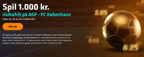 AGF - FC København risikofrit væddemål hos Expekt