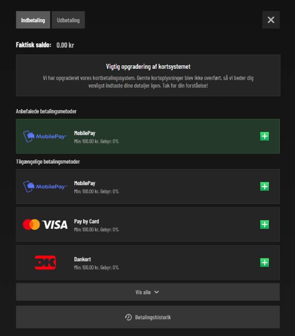 Betoro login betalingsmetoder