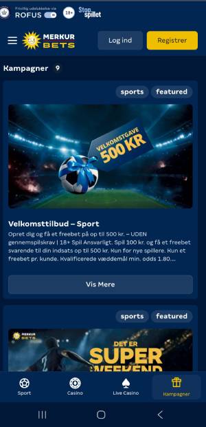Merkur Bets tilbud til spillere