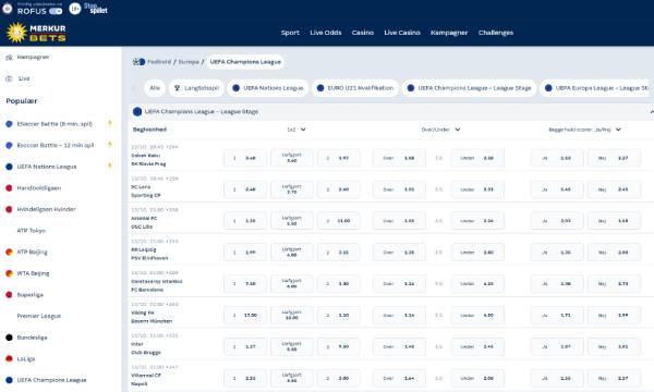 Merkur Bets odds - Champions League odds